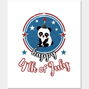 Happy 4th of July Cute Patriot Panda Posters and Art